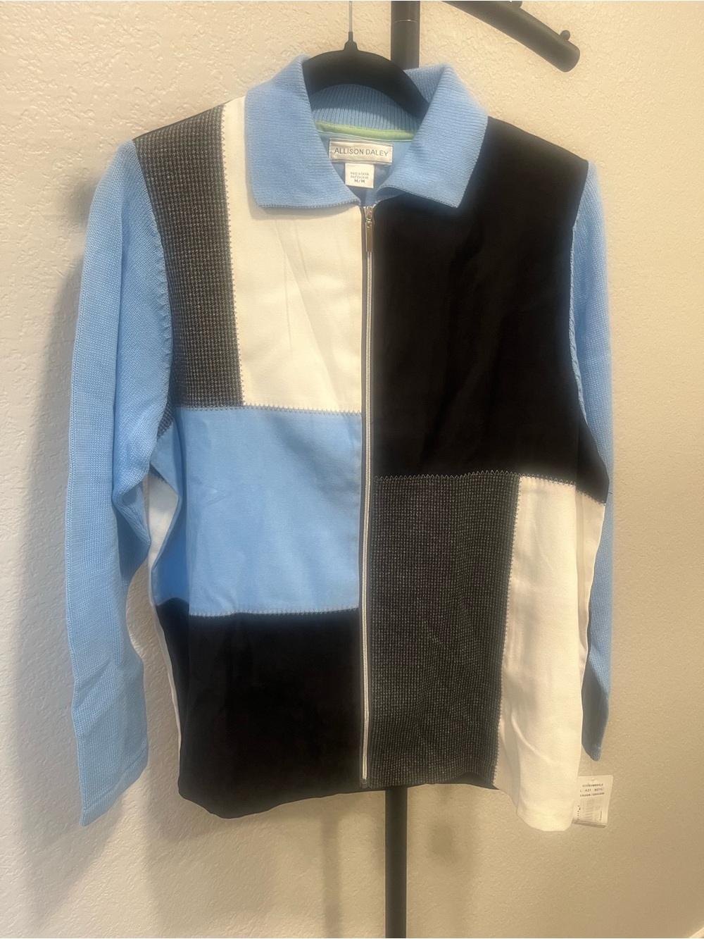 Allison Daley NWT Deadstock Colorblock Patchwork Zip Jacket Women’s M Retro
